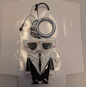 Karl Lagerfeld Silver and Black Silhouette Keychain / Purse Charms